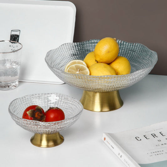 Textured Glass Fruit Bowl