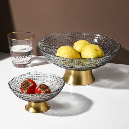 Textured Glass Fruit Bowl